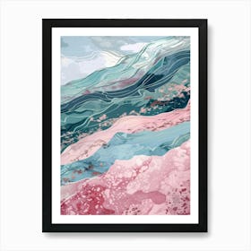 Pink And Blue Waves 2 Art Print