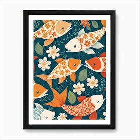 Floral Koi Fish Nursery Illustration (19) Art Print
