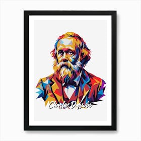 Charles Darwin Portrait WPAP Pop Art Art Print