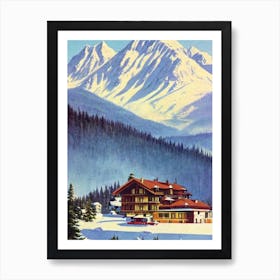 Le Grand Bornand, France Ski Resort Vintage Landscape 1 Skiing Poster Art Print