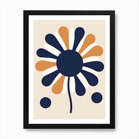 Flower In Blue And Orange Art Print