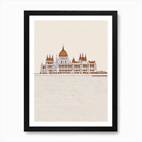 Hungarian Parliament Building Budapest Boho Landmark Illustration Art Print