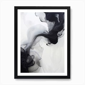 Black And White Flow Asbtract Painting 2 Art Print
