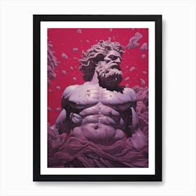  A Drawing Of Poseidon Light Maroon 1 Art Print