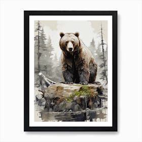 Brown Bear In The Woods Art Print