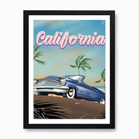 California retro car travel poster Art Print