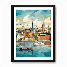 Helsinki, Finland, Geometric Illustration 3 Art Print