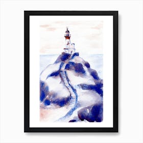 Lighthouse On Seashore Art Print