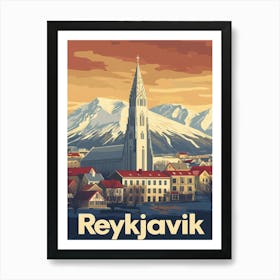 Aihrgdesign A Vintage Travel Poster Of Reykjavik Featuring Th A25c2a66 6dc3 494c B211 67160b475010 1 Art Print