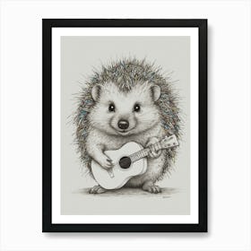 Hedgehog Playing Guitar 8 Art Print