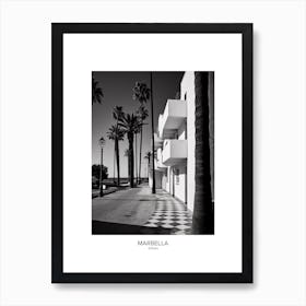 Poster Of Marbella, Spain, Black And White Analogue Photography 1 Art Print