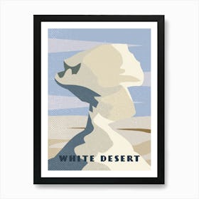 White desert. Egypt — Retro travel minimalist poster Art Print