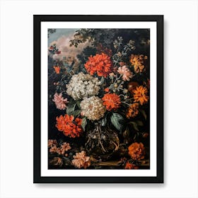 Baroque Floral Still Life Celosia 2 Art Print