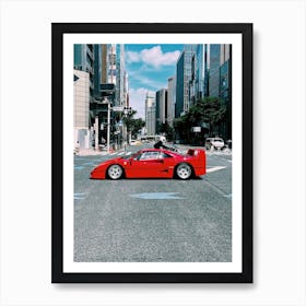 Red Ferrari F40 In Tokyo  Art Print