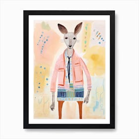 Playful Illustration Of Kangaroo For Kids Room 2 Art Print