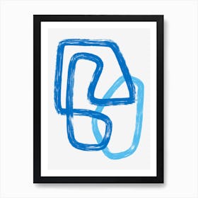 Abstract Line Minimalist Blue Art Print