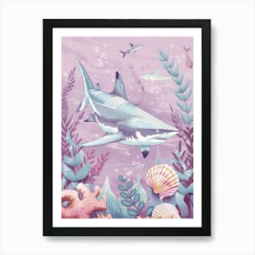 Purple Lemon Shark Illustration 2 Art Print