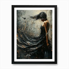 Woman In Black Dress Art Print