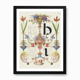 Guide For Constructing The Letters H And I From Mira Calligraphiae Monumenta, Joris Hoefnagel Art Print