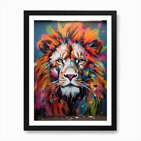 Lion Art Painting Mural Style 4 Art Print