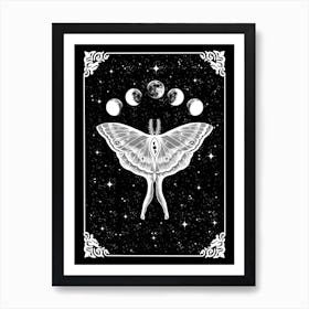 Lunar Moth Black Art Print Art Print