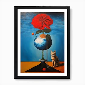 Poinsettia With A Cat 3 Dali Surrealism Style Art Print