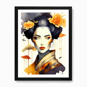 Japan Traditional Geisha Illustration By Ad 99 Art Print