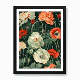 Poppies Inspired By William Morris 3 Art Print