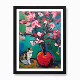 Apple With A Cat 1 Fauvist Style Painting Art Print