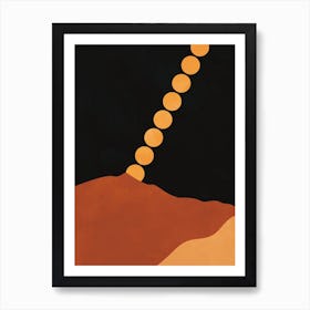 Mountain Hill Moon Phases Art Print