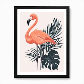 Andean Flamingo And Monstera Deliciosa Boho Print 3 Art Print