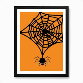 Halloween Cute Spider With Spider Web Art Print