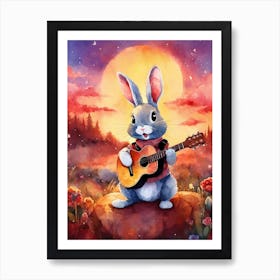 Bunny Playing Guitar Art Print