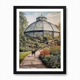 Painting Of A Dog In Gothenburg Botanical Garden, Sweden In The Style Of Watercolour 04 Art Print