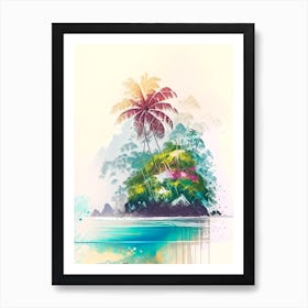 Cocos Island Costa Rica Watercolour Pastel Tropical Destination Art Print