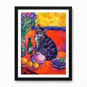 Lavender With A Cat 4 Fauvist Style Painting Art Print