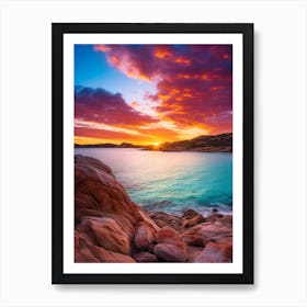 Lucky Bay Australia At Sunset, Vibrant Painting 2 Art Print