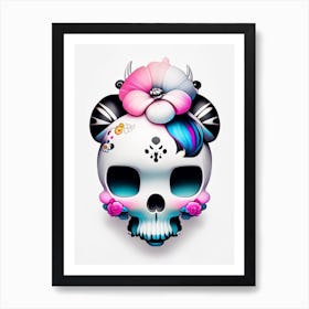 Skull With Tattoo Style Artwork 1 Primary Colours Kawaii Art Print