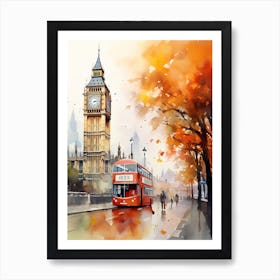 London United Kingdom In Autumn Fall, Watercolour 3 Art Print