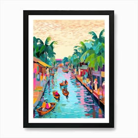 Floating Market Bangkok Thailand Travel Housewarming Painting Art Print