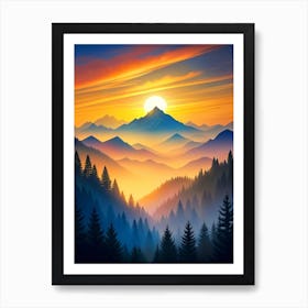 Sunset In The Mountains Art Print