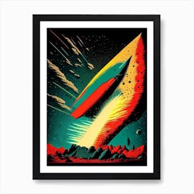 Asteroid Impact Vintage Sketch Space Art Print