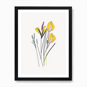 Freesia Floral Minimal Line Drawing 1 Flower Art Print