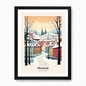 Vintage Winter Travel Poster Prague Czech Republic 2 Art Print