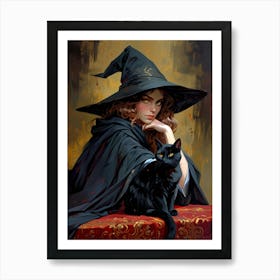 Witch And Cat 1 Art Print