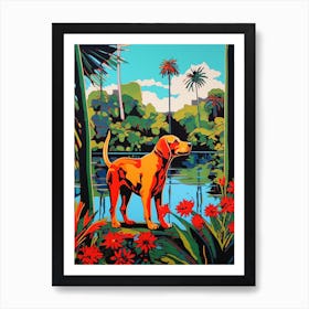 A Painting Of A Dog In Royal Botanic Garden, Melbourne In The Style Of Pop Art 03 Art Print