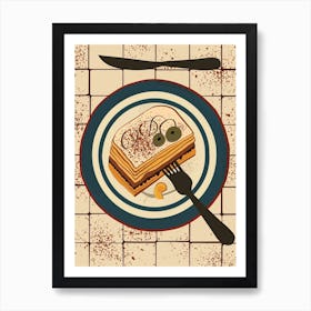 Art Deco Inspired Tiramisu On A Tile Background 2 Art Print