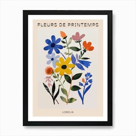 Spring Floral French Poster  Lobelia 2 Art Print