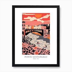 Ponte Sant Angelo, Rome Italy Colourful 4 Travel Poster Art Print