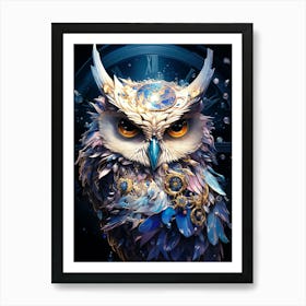 Clock Owl Art Print